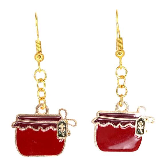 Holiday treat jar dangle earrings — lightweight Christmas winter jewelry - Picture 1 of 4